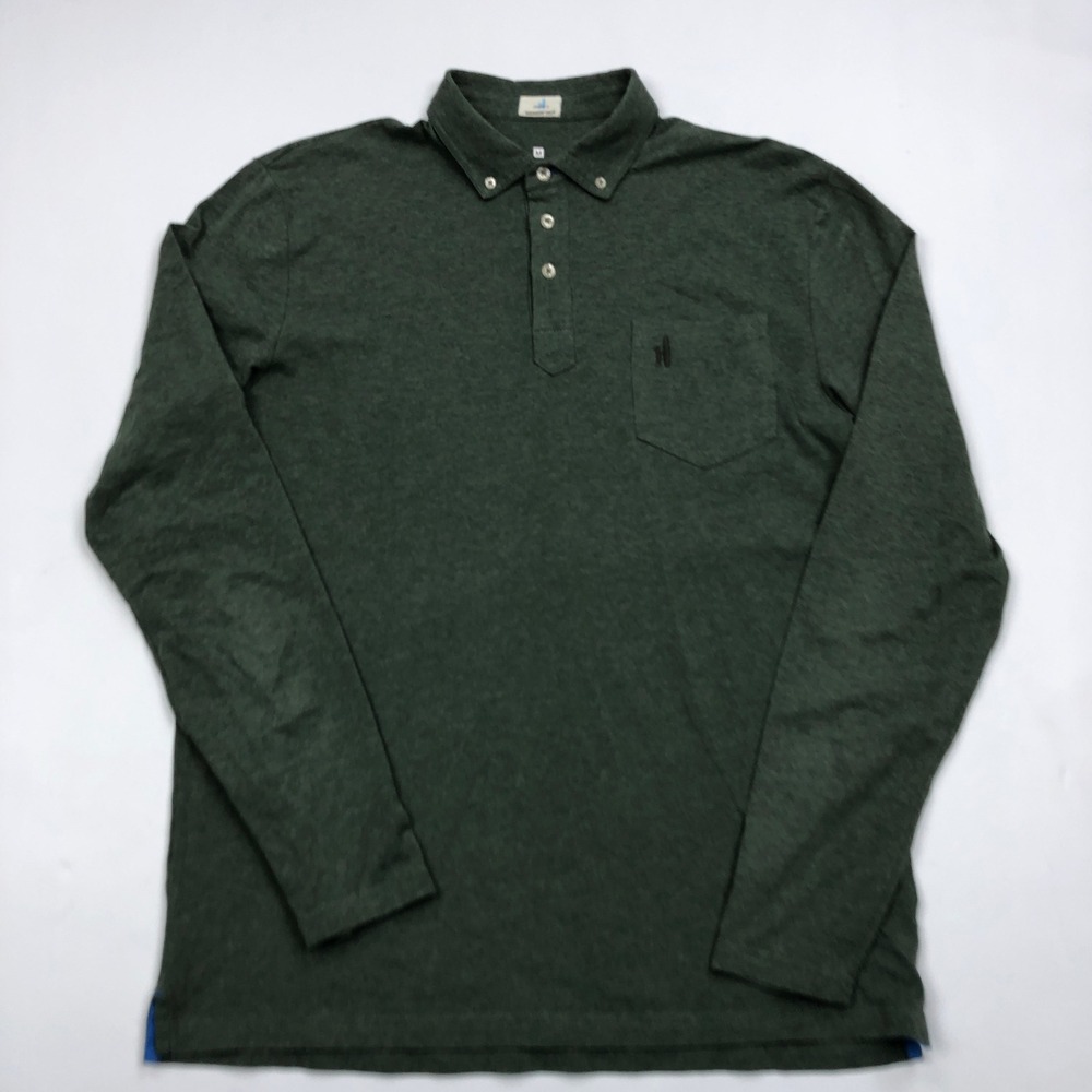 Johnnie-O Hangin Out Mens Medium Green Long Sleeve Button Down Polo Shirt